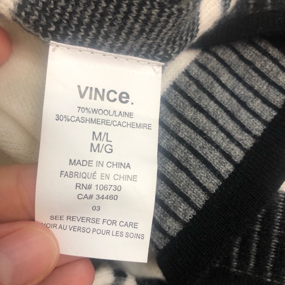 Vince Wool/Cashmere Striped Open Poncho Size M/L - Picture 7 of 7